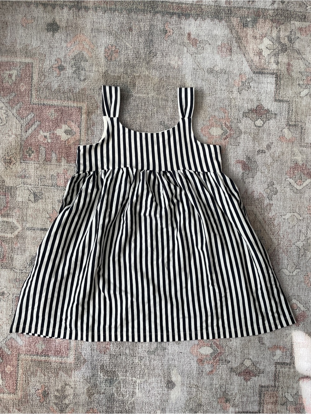Hanna Andersson Classic Black & White Striped Girls' Sundress Size 5 110 cm